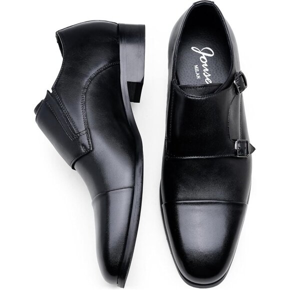 〽️Men\'s Leather black Jousen Dress Monk Strap Loafers Formal Business Wear Shoes main image 6